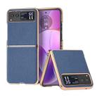 For Motorola Razr 40 Nano Electroplating Genuine Leather + PC Litchi Texture Phone Case(Blue) - 1