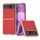 For Motorola Razr 40 Nano Electroplating Cross Texture Genuine Leather Phone Case(Red) - 1