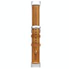 For Fitbit Charge 5 18mm Bamboo Joint Texture Genuine Leather Watch Band(Light Brown) - 1