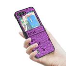 For Samsung Galaxy Z Flip5 ABEEL 3 in 1 Glitter Series PU Phone Case(Purple) - 1