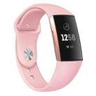 For Fitbit Charge 3 22mm Solid Color Silicone Watch Band A(Rose Pink) - 1