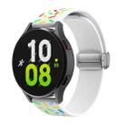 For Samsung Galaxy Watch 6 / 6 Classic Sports Rainbow Dots Magnetic Silver Buckle Silicone Watch Band(White) - 1