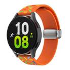 For Samsung Galaxy Watch 6 / 6 Classic Sports Rainbow Dots Magnetic Silver Buckle Silicone Watch Band(Orange) - 1