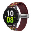 For Samsung Galaxy Watch 6 / 6 Classic Sports Rainbow Dots Magnetic Silver Buckle Silicone Watch Band(Wine Red) - 1