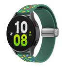 For Samsung Galaxy Watch 6 / 6 Classic Sports Rainbow Dots Magnetic Silver Buckle Silicone Watch Band(Green) - 1