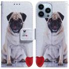 For iPhone 15 Pro Max Coloured Drawing Flip Leather Phone Case(Pug) - 1