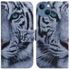 For iPhone 15 Coloured Drawing Flip Leather Phone Case(Tiger) - 1