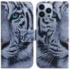 For iPhone 14 Pro Max Coloured Drawing Flip Leather Phone Case(Tiger) - 1