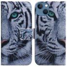 For iPhone 14 Plus Coloured Drawing Flip Leather Phone Case(Tiger) - 1