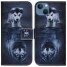 For iPhone 14 Coloured Drawing Flip Leather Phone Case(Wolf and Dog) - 1