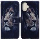 For iPhone 16 Coloured Drawing Flip Leather Phone Case(Lion) - 1