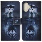 For iPhone 16 Coloured Drawing Flip Leather Phone Case(Wolf and Dog) - 1