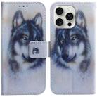 For iPhone 16 Pro Coloured Drawing Flip Leather Phone Case(White Wolf) - 1