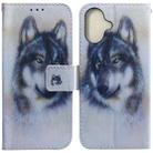 For iPhone 16 Plus Coloured Drawing Flip Leather Phone Case(White Wolf) - 1