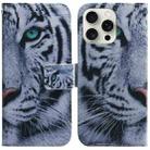 For iPhone 16 Pro Max Coloured Drawing Flip Leather Phone Case(Tiger) - 1