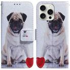 For iPhone 16 Pro Max Coloured Drawing Flip Leather Phone Case(Pug) - 1