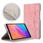 For Huawei MatePad T8 Marble Cloth Texture Horizontal Flip Leather Case with Card Slot & Holder(Pink) - 1