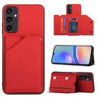 For Samsung Galaxy A15 Skin Feel PU + TPU + PC Card Slots Phone Case(Red) - 1