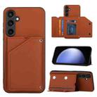 For Samsung Galaxy S23 FE 5G Skin Feel PU + TPU + PC Card Slots Phone Case(Brown) - 1