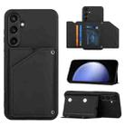 For Samsung Galaxy S23 FE 5G Skin Feel PU + TPU + PC Card Slots Phone Case(Black) - 1