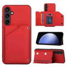 For Samsung Galaxy S23 FE 5G Skin Feel PU + TPU + PC Card Slots Phone Case(Red) - 1