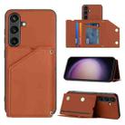 For Samsung Galaxy S24 5G Skin Feel PU + TPU + PC Card Slots Phone Case(Brown) - 1