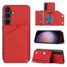 For Samsung Galaxy S24 5G Skin Feel PU + TPU + PC Card Slots Phone Case(Red) - 1