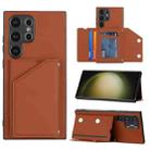 For Samsung Galaxy S24 Ultra 5G Skin Feel PU + TPU + PC Card Slots Phone Case(Brown) - 1