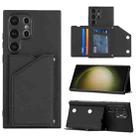 For Samsung Galaxy S24 Ultra 5G Skin Feel PU + TPU + PC Card Slots Phone Case(Black) - 1