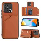 For Xiaomi Redmi 10C Skin Feel PU + TPU + PC Card Slots Phone Case(Brown) - 1