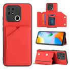 For Xiaomi Redmi 10C Skin Feel PU + TPU + PC Card Slots Phone Case(Red) - 1