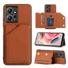 For Xiaomi Redmi Note 12 4G Skin Feel PU + TPU + PC Card Slots Phone Case(Brown) - 1