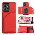 For Xiaomi Redmi Note 12 4G Skin Feel PU + TPU + PC Card Slots Phone Case(Red) - 1