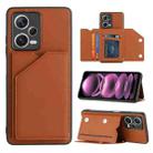 For Xiaomi Redmi Note 12 / Poco X5 5G Skin Feel PU + TPU + PC Card Slots Phone Case(Brown) - 1