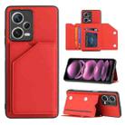 For Xiaomi Redmi Note 12 / Poco X5 5G Skin Feel PU + TPU + PC Card Slots Phone Case(Red) - 1