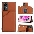 For Xiaomi Redmi Note 12S 4G Skin Feel PU + TPU + PC Card Slots Phone Case(Brown) - 1