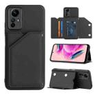 For Xiaomi Redmi Note 12S 4G Skin Feel PU + TPU + PC Card Slots Phone Case(Black) - 1