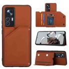 For Xiaomi Redmi K50 Ultra/12T/12T Pro Skin Feel PU + TPU + PC Card Slots Phone Case(Brown) - 1