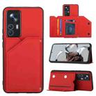 For Xiaomi Redmi K50 Ultra/12T/12T Pro Skin Feel PU + TPU + PC Card Slots Phone Case(Red) - 1