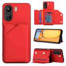 For Xiaomi Redmi 13C 4G / Poco C65 Skin Feel PU + TPU + PC Card Slots Phone Case(Red) - 1