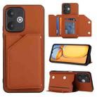 For Xiaomi Redmi 13C 5G / Redmi 13R Skin Feel PU + TPU + PC Card Slots Phone Case(Brown) - 1