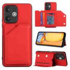 For Xiaomi Redmi 13C 5G / Redmi 13R Skin Feel PU + TPU + PC Card Slots Phone Case(Red) - 1