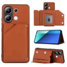 For Xiaomi Redmi Note 13 4G Global Skin Feel PU + TPU + PC Card Slots Phone Case(Brown) - 1