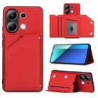 For Xiaomi Redmi Note 13 4G Global Skin Feel PU + TPU + PC Card Slots Phone Case(Red) - 1