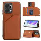 For Honor X7a Skin Feel PU + TPU + PC Card Slots Phone Case(Brown) - 1