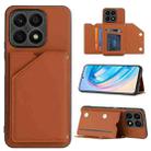 For Honor X8a Skin Feel PU + TPU + PC Card Slots Phone Case(Brown) - 1