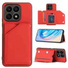 For Honor X8a Skin Feel PU + TPU + PC Card Slots Phone Case(Red) - 1