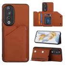 For Honor 90 Skin Feel PU + TPU + PC Card Slots Phone Case(Brown) - 1