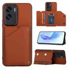 For Honor 90 Lite/X50i Skin Feel PU + TPU + PC Card Slots Phone Case(Brown) - 1