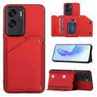 For Honor 90 Lite/X50i Skin Feel PU + TPU + PC Card Slots Phone Case(Red) - 1